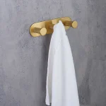 قلاب (هنگر ) سه شاخه ی چسبی پایه گرد آجدار رنگ طلایی مات new - Image 2