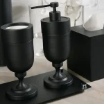 ست سرویس بهداشتی 7 پارچه ی پایه دار برنجی رنگ مشکی - Image 2