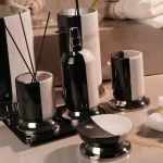ست سرویس بهداشتی 7 پارچه ی سنگ طبیعی دو رنگ سفید و مشکی وارداتی - Image 4