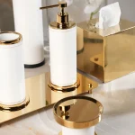 ست سرویس بهداشتی 6 پارچه ی چرمی رنگ سفید وارداتی - Image 2