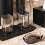 ست سرویس بهداشتی 6 پارچه ی پیرکس و برنج وارداتی رنگ مشکی - Image 2