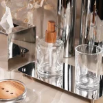 ست سرویس بهداشتی 6 پارچه ی استیل پیرکس با یراق بامبو وارداتی - Image 2