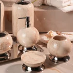 ست سرویس بهداشتی 7 پارچه ی سنگ طبیعی با یراق برنج کروم وارداتی - Image 2