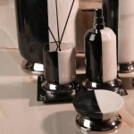 ست سرویس بهداشتی 7 پارچه ی سنگ طبیعی دو رنگ سفید و مشکی وارداتی - Image 5