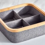 باکس نظم دهنده چهارخونه ی همه کاره برزنتی ضدآب رنگ طوسی  چوب بامبو ضد آب  تایلندی برند nova - Image 3