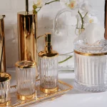 ست سرویس بهداشتی 7 پارچه ی کریستال و برنج طلایی وارداتی کریستال چک اورجینال select homs - Image 2