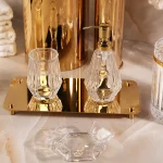 ست سرویس بهداشتی 7 پارچه ی کریستال و برنج وارداتی رنگ طلایی - Image 3