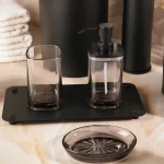 ست سرویس بهداشتی 6 پارچه ی پیرکس و برنج وارداتی رنگ مشکی - Image 3