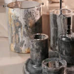 ست سرویس بهداشتی 6 پارچه ی سنگ طبیعی با یراق کروم وارداتی - Image 3