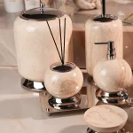 ست سرویس بهداشتی 7 پارچه ی سنگ طبیعی با یراق برنج کروم وارداتی - Image 3