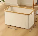 باکس نظم دهنده ی تاشو حوله و لباس برزنتی ضد آب رنگ کرم  چوب بامبو ضد آب  تایلندی برند nova