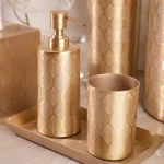 ست سرویس بهداشتی 6 پارچه ی برنجی طرحدار وارداتی - Image 3