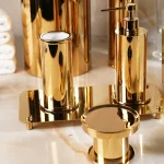 ست سرویس بهداشتی 6 پارچه ی برنجی وارداتی رنگ طلایی - Image 3