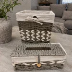 سطل و جای دستمال حصیری وارداتی