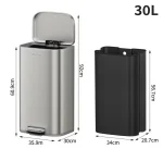 سطل زباله ی پدالی 30 لیتری استیل رنگ سوپر مات - Image 4