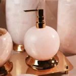 ست سرویس بهداشتی 7 پارچه ی سنگ طبیعی با یراق طلایی - Image 4