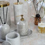ست سرویس بهداشتی 7 پارچه ی سنگ طبیعی مدل Gry marble - Image 4