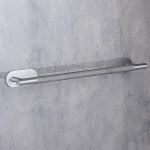 جای حوله بلند چسبی پایه گرد آجدار رنگ استیل براق  new
