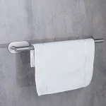 جای حوله بلند چسبی پایه گرد آجدار رنگ استیل براق  new - Image 3