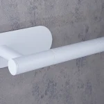جای حوله بلند چسبی پایه گرد آجدار رنگ سفید new - Image 4