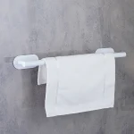 جای حوله بلند چسبی پایه گرد آجدار رنگ سفید new - Image 3