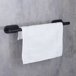 جای حوله بلند چسبی پایه گرد آجدار رنگ مشکی new - Image 3