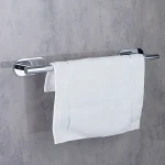 جای حوله بلند چسبی پایه گرد آجدار رنگ استیل براق new - Image 4
