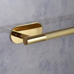 جای حوله بلند چسبی پایه گرد آجدار رنگ طلایی براق new - Image 5