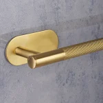 جای حوله بلند چسبی پایه گرد آجدار رنگ طلایی مات new - Image 5
