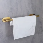 جای حوله بلند چسبی پایه گرد آجدار رنگ طلایی مات new - Image 3