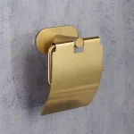 جای دستمال توالت  چسبی پایه گرد آجدار رنگ طلایی مات new - Image 2