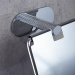 جای دستمال توالت چسبی پایه گرد آجدار رنگ استیل براق  new - Image 2
