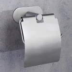 جای دستمال توالت  چسبی پایه گرد آجدار رنگ استیل ماتnew - Image 3