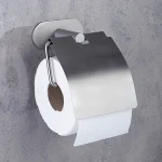 جای دستمال توالت  چسبی پایه گرد آجدار رنگ استیل ماتnew