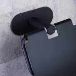 جای دستمال توالت  چسبی پایه گرد آجدار رنگ مشکی new - Image 3