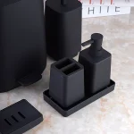 ست سرویس بهداشتی 6 پارچه ی پدالی رنگ مشکی وارداتی - Image 5