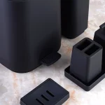 ست سرویس بهداشتی 6 پارچه ی پدالی رنگ مشکی وارداتی - Image 4