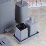 ست سرویس بهداشتی 6 پارچه ی پدالی رنگ طوسی وارداتی - Image 2