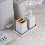 ست سرویس بهداشتی 6 پارچه ی پدالی رنگ طوسی روشن وارداتی - Image 3