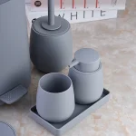 ست سرویس بهداشتی 6 پارچه ی پدالی رنگ طوسی وارداتی - Image 2