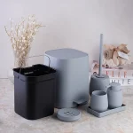 ست سرویس بهداشتی 6 پارچه ی پدالی رنگ طوسی وارداتی - Image 3