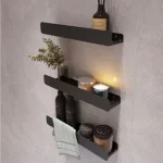 شلف دیواری سه طبقه استیل رنگ مشکی
