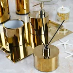 ست سرویس بهداشتی 6 پارچه برنجی رنگ طلایی - Image 3