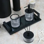 ست سرویس بهداشتی 6 پارچه با نیم ست کریستال با یراق رنگ مشکی مات - Image 3