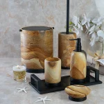 ست سرویس بهداشتی 6 پارچه سنگ طبیعی رنگ عسلی