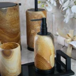 ست سرویس بهداشتی 6 پارچه سنگ طبیعی رنگ عسلی - Image 2