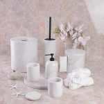 ست سرویس توالت 8 پارچه سنگ طبیعی با یراق مشکی  - Image 4