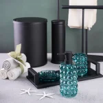 ست سرویس بهداشتی 6  پارچه مدرن استیل و کریستال آبی مدل توپی وارداتی - Image 2