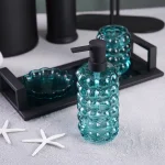 ست سرویس بهداشتی 6  پارچه مدرن استیل و کریستال آبی مدل توپی وارداتی - Image 3