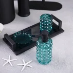 ست سرویس بهداشتی 6  پارچه مدرن استیل و کریستال آبی مدل توپی وارداتی - Image 4